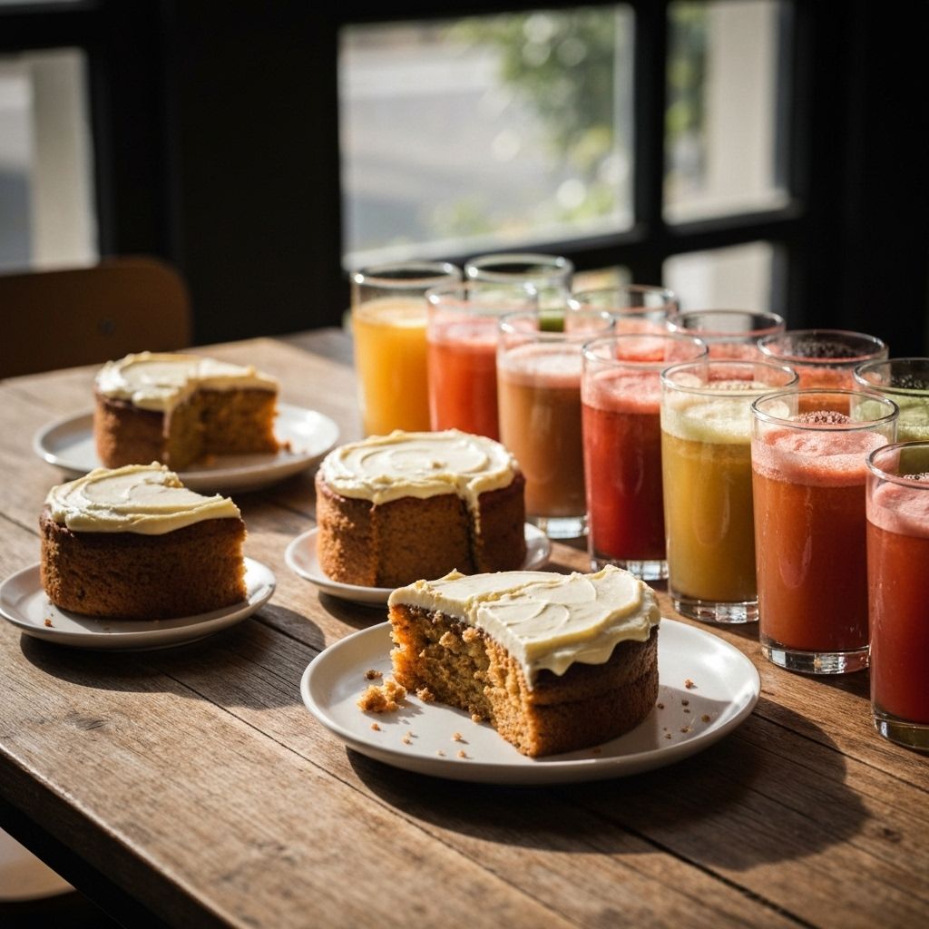Hausgemachte Kuchen und Getränke
